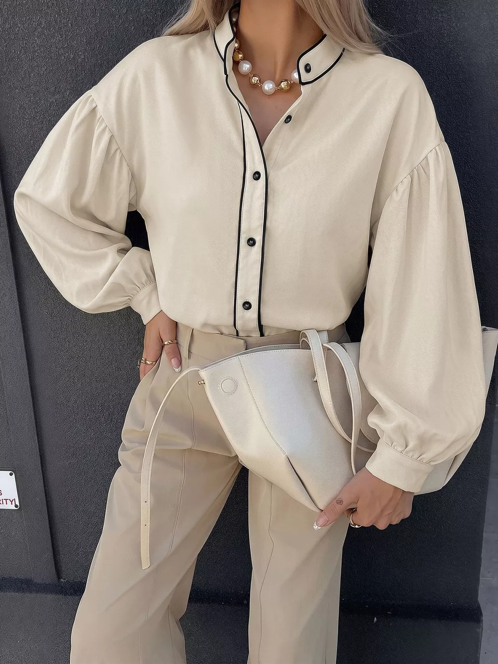 Contrast Trim Long Sleeve Shirt, image 5