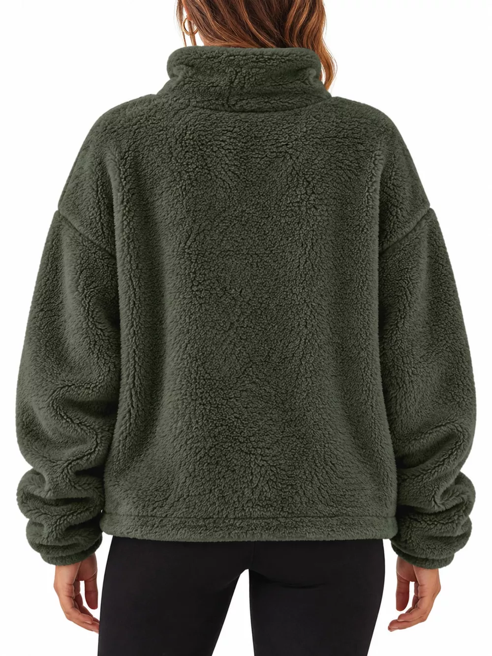 Full Size Sherpa Quarter-Zip Turtleneck Sweatshirt Plus Size, image 8