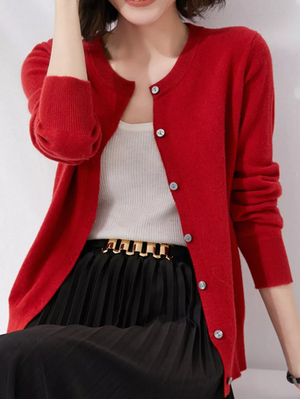 Crew Neck Button-Down Cardigan, image 63