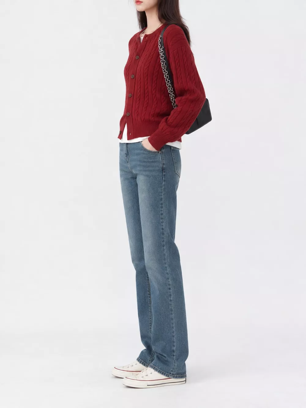 Cable-Knit Button-Down Cardigan, image 4