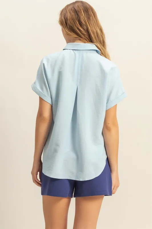 Button Down Collared Neck Short Sleeve Shirt, image 3