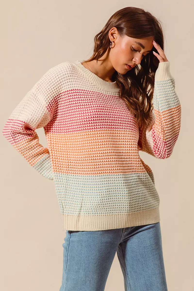 Multi Color Block Long Sleeve Sweater, image 9