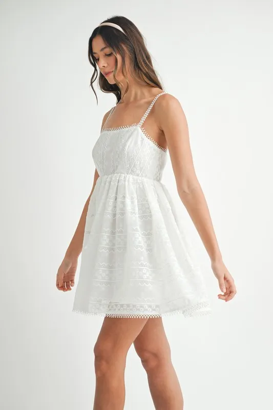 Eyelet Lace Babydoll Mini Cami Dress, image 3