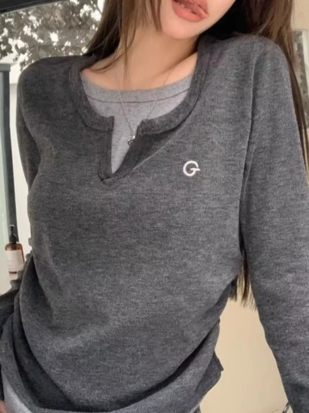 Layered Look Long Sleeve T-Shirt