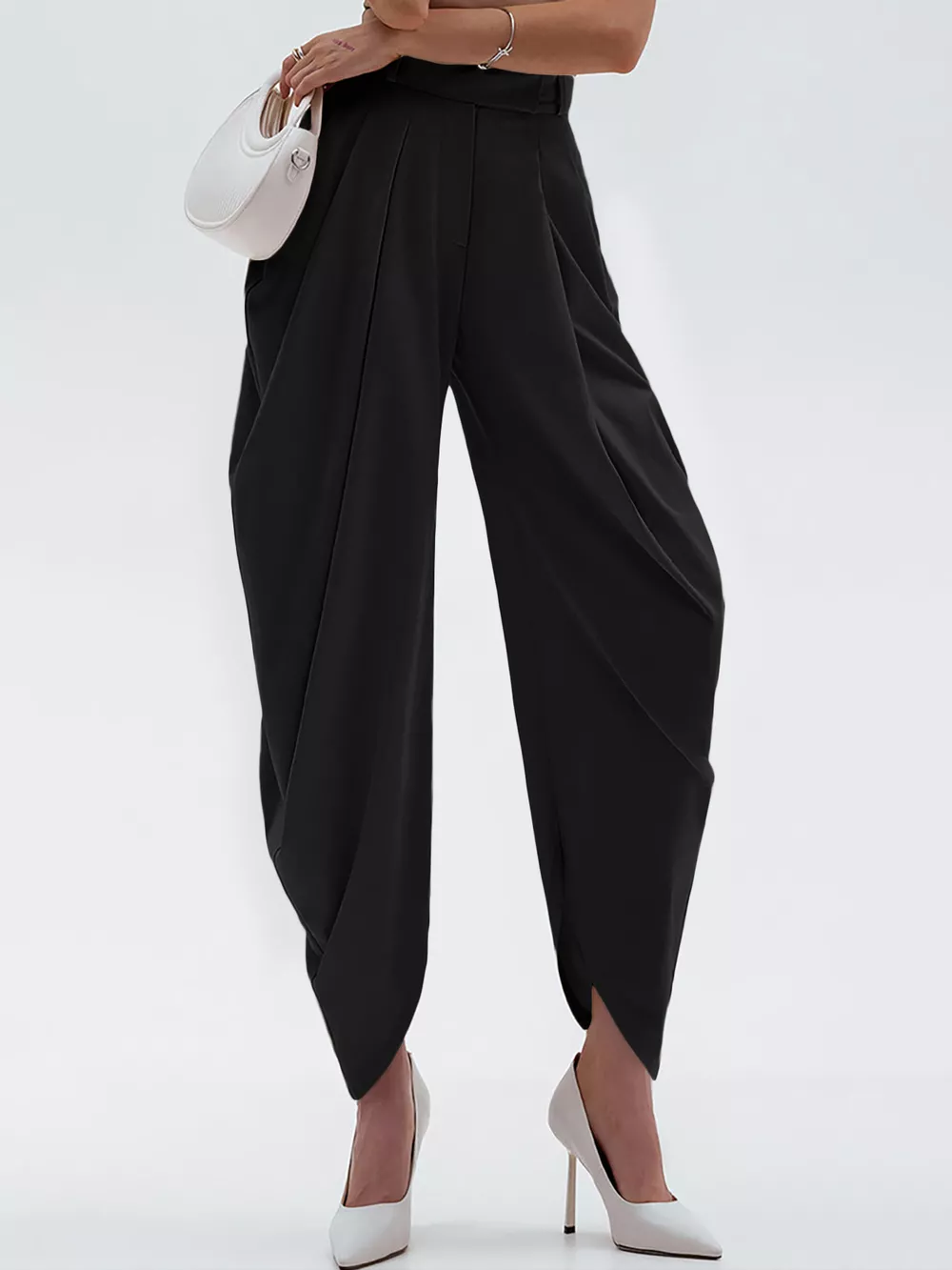 High-Waisted Pleated Drape Pants, image 5