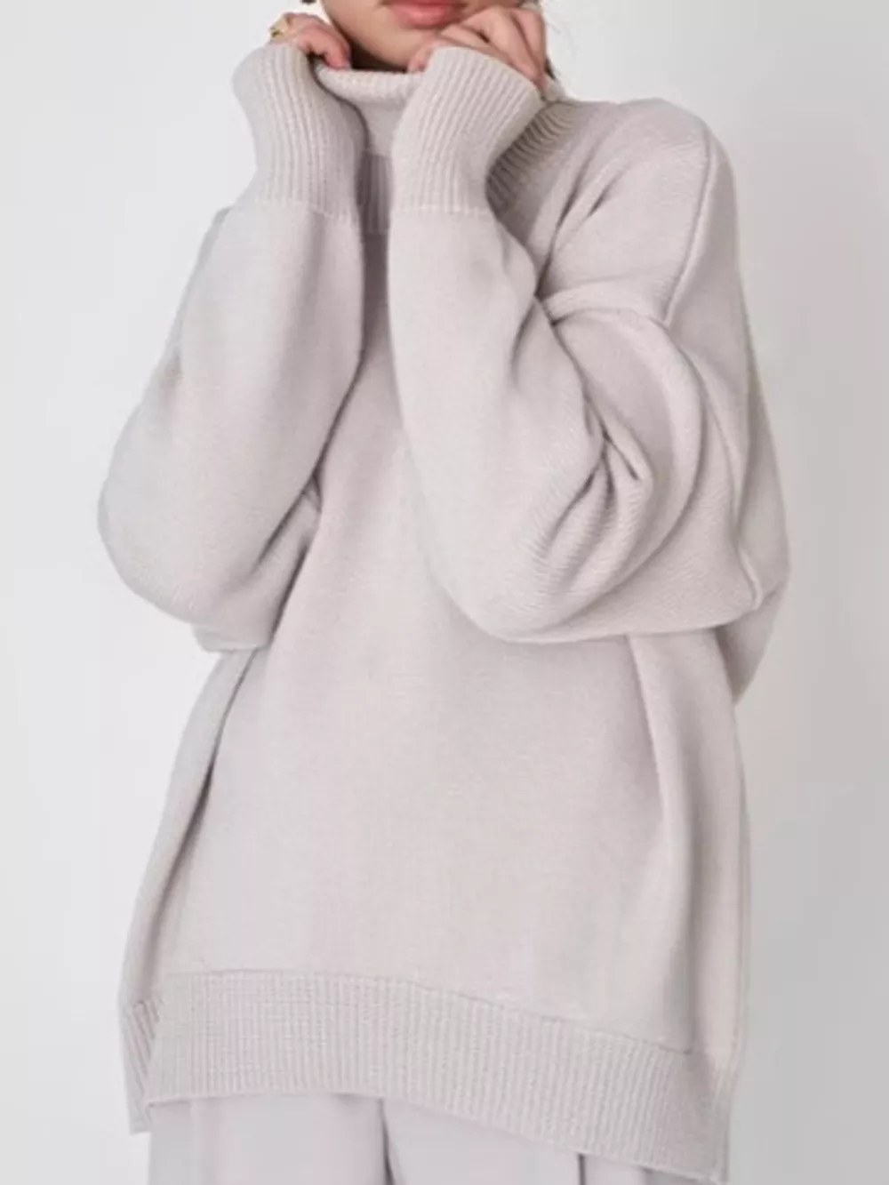 Oversized Turtleneck Dropped Shoulder Sweater, image 37