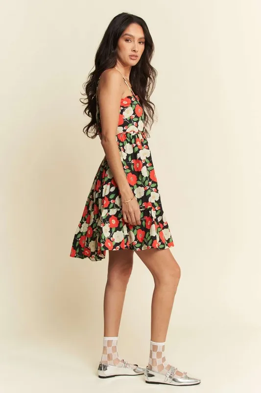 Floral Scalloped Cutout Back Mini Dress, image 8