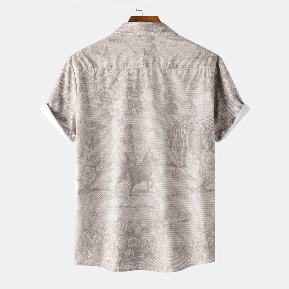 Men's Printed Button Up Short Sleeve Shirt, image 16