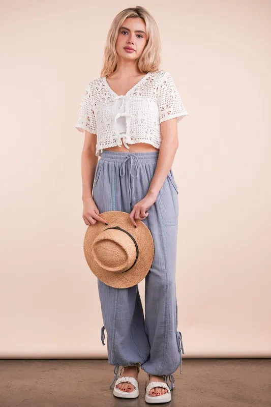 Front Tie Crochet Crop Top