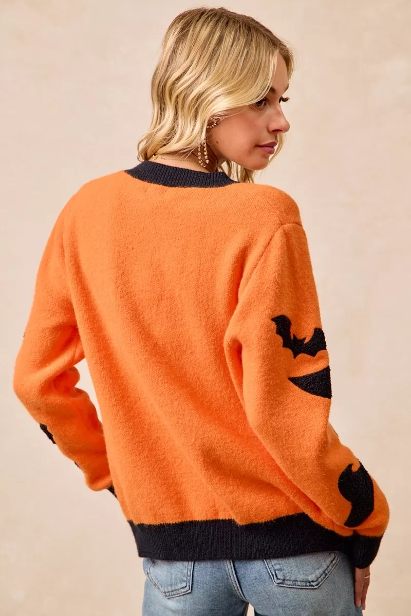 Halloween Witch Hat Moon Bat Artwork Cardigan, image 8