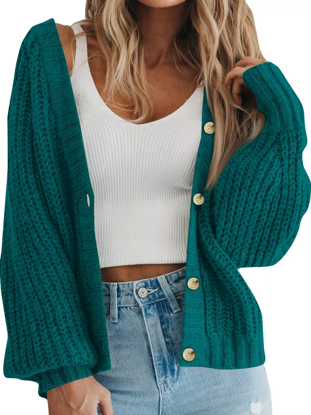 Full Size Chunky Knit Button-Down Cardigan Plus Size, image 25