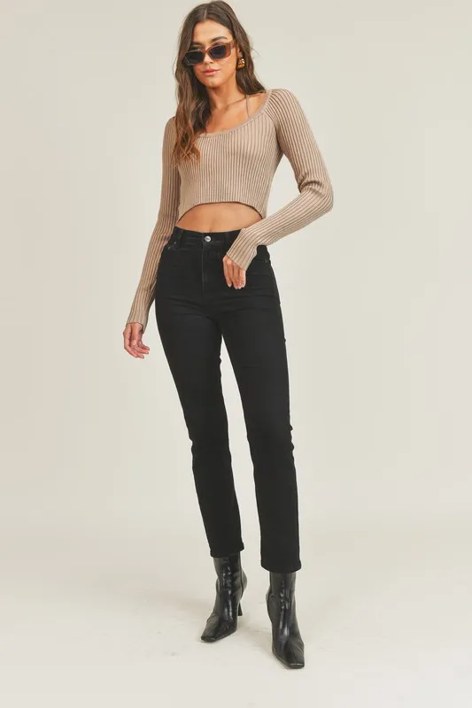 Long Sleeve Crop Sweater Top and Inner Bra Set, image 9