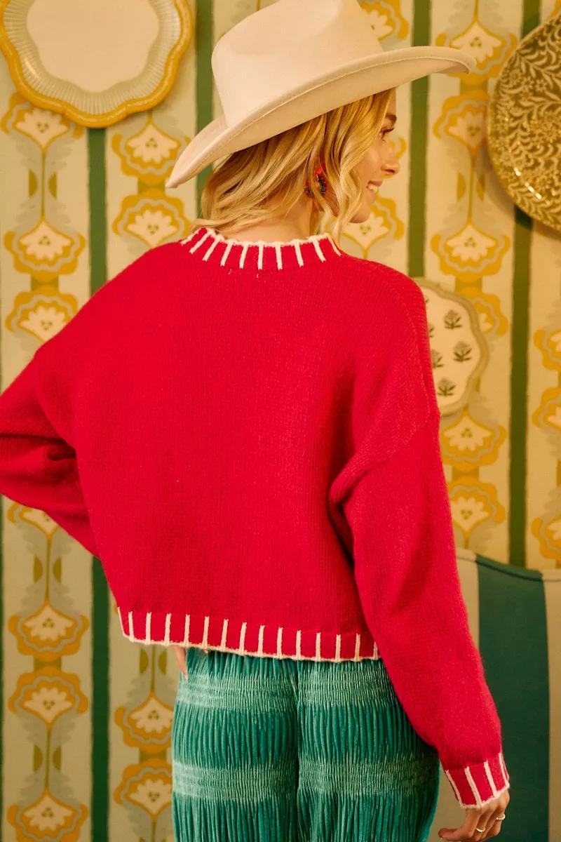 Christmas Theme Sequin Lattering Sweater, image 25