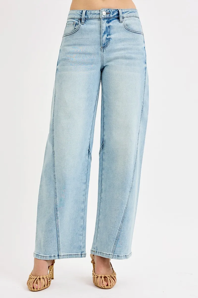Full Size Mid Rise Fit Barrel Jeans Plus Size