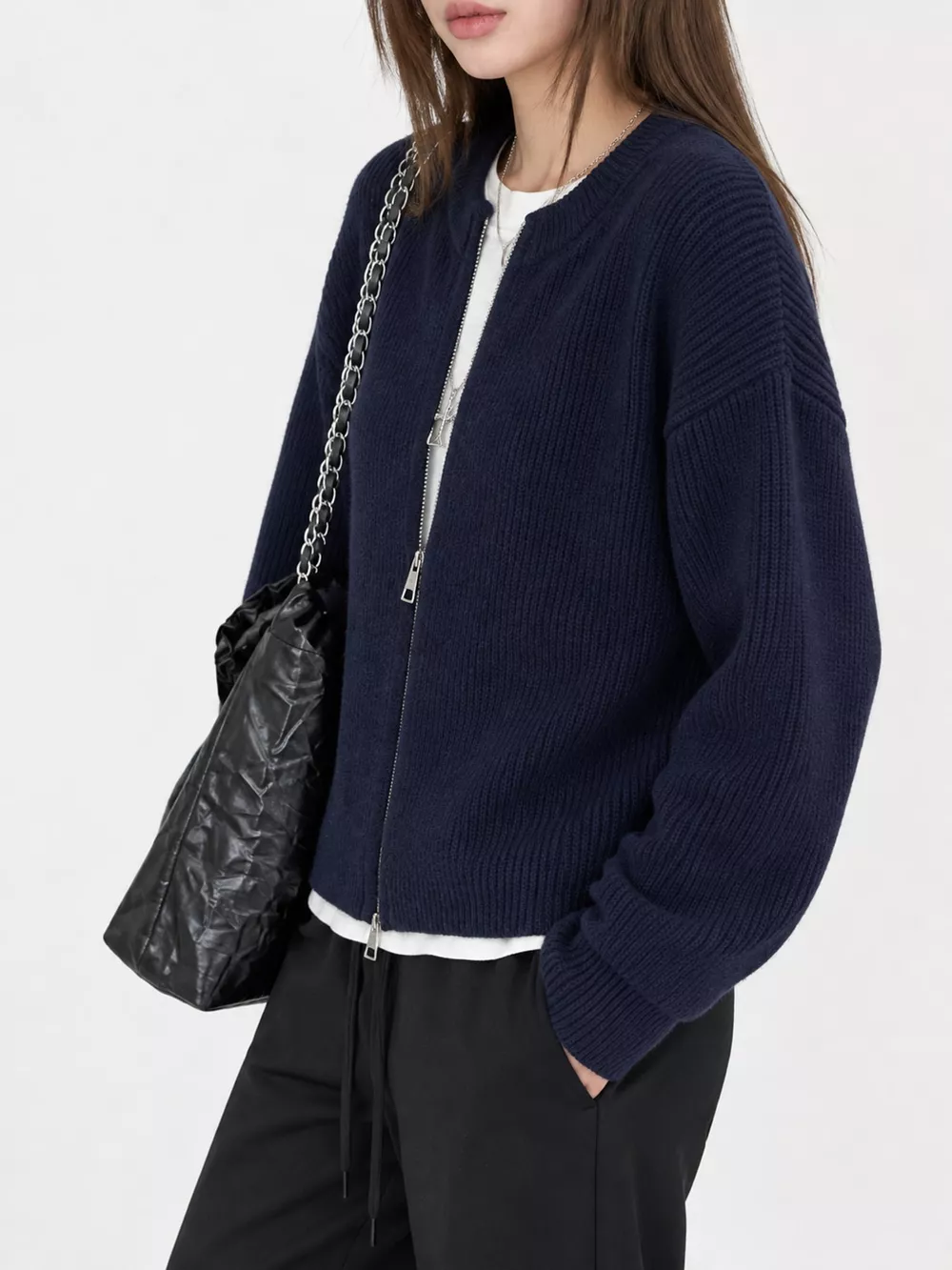 Zip Up Dropped Shoulder Cardigan, image 15