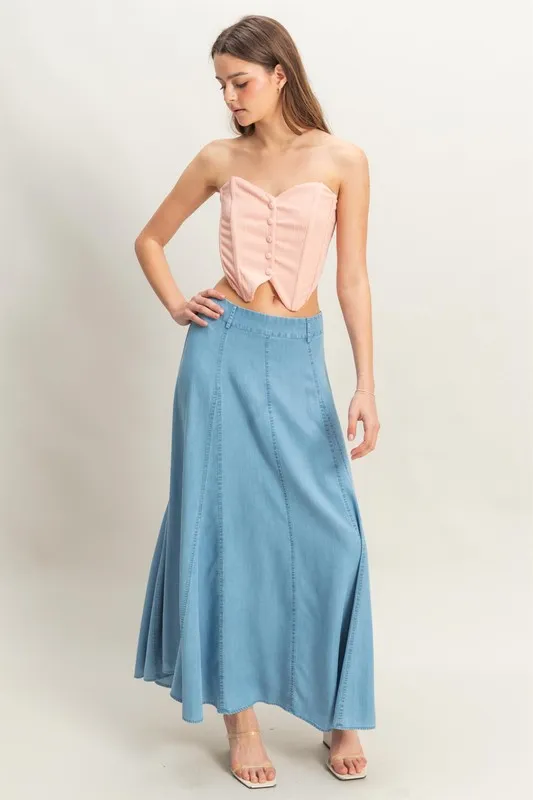 Buttoned Front Strapless Knit Bustier Top, image 4