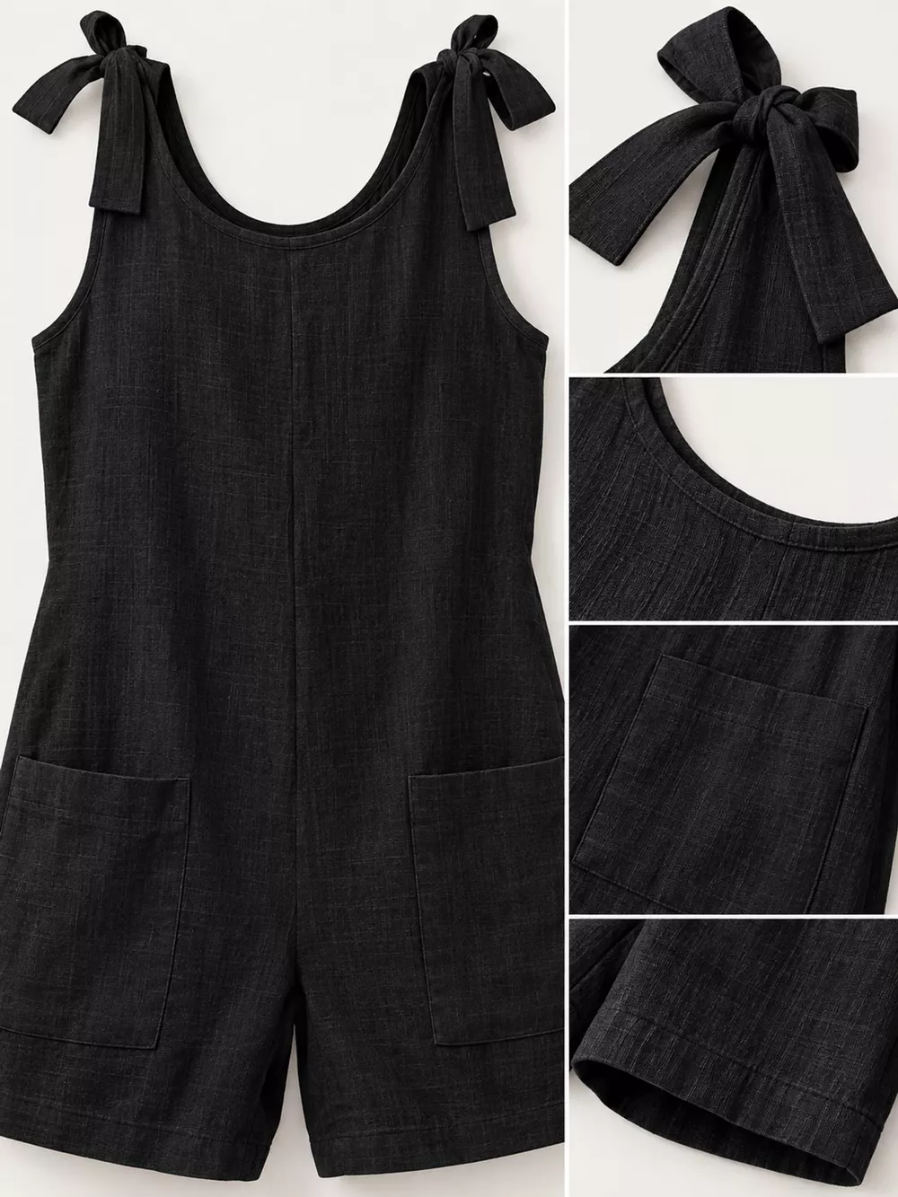 Full Size Tie-Shoulder Romper with Pockets Plus Size, image 15