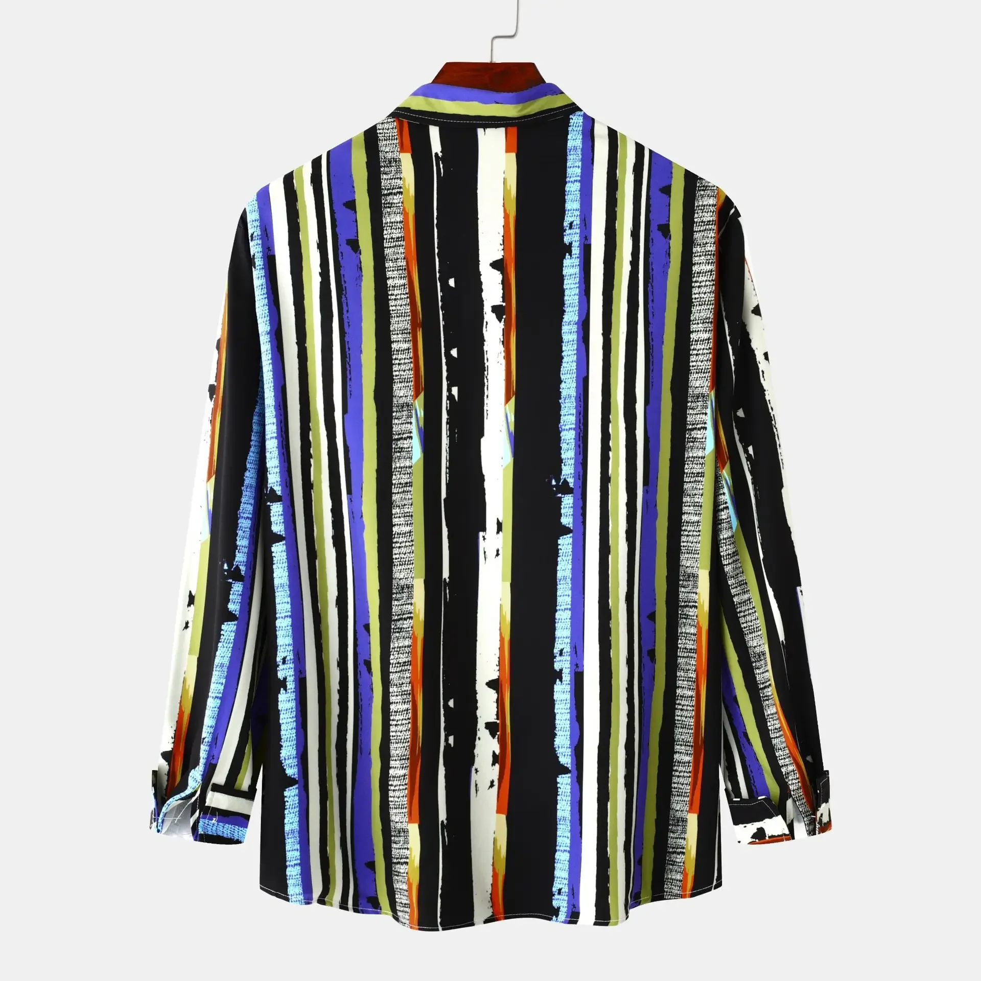 Men's Colorful Striped Long Sleeve Casual Shirt, image 2