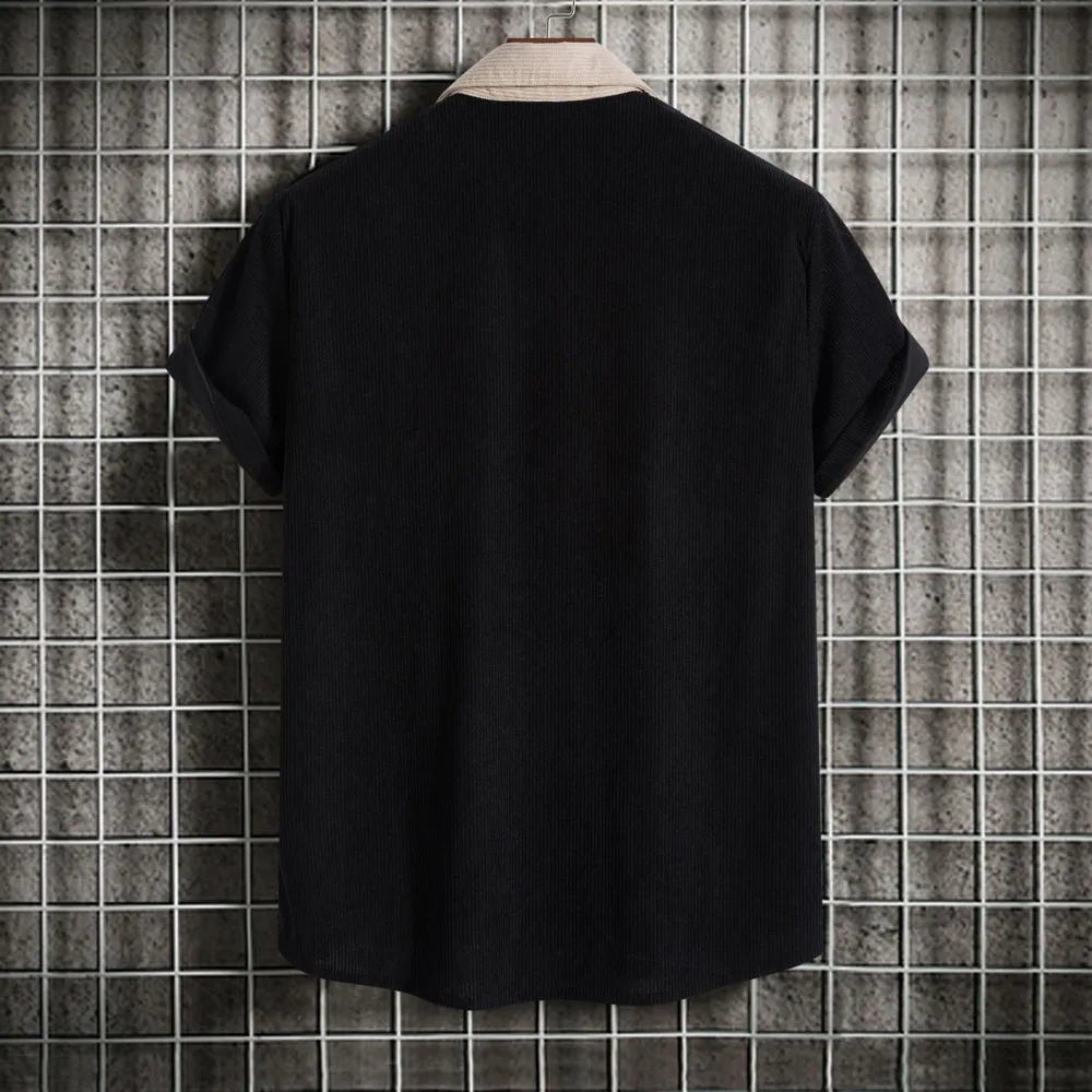 Men's Plus Size Classic Color Block Short Sleeve Shirt, image 11