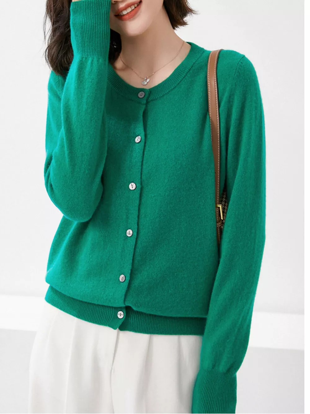 Crew Neck Button-Down Cardigan, image 17