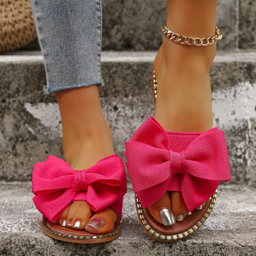 Bowknot Embellished Flat Sandals, image 17