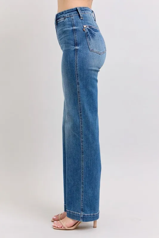 Full Size High Waist Contrast Thread Straight Plus Size, image 7