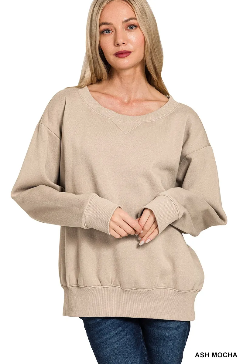 Fleece Boat Neck Sweatshirt, image 2