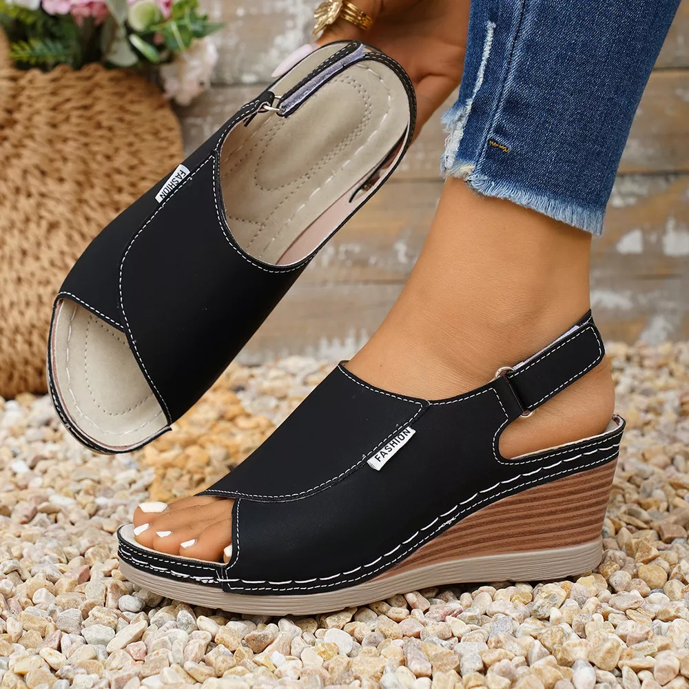 Peep Toe Wedge Sandals, image 8