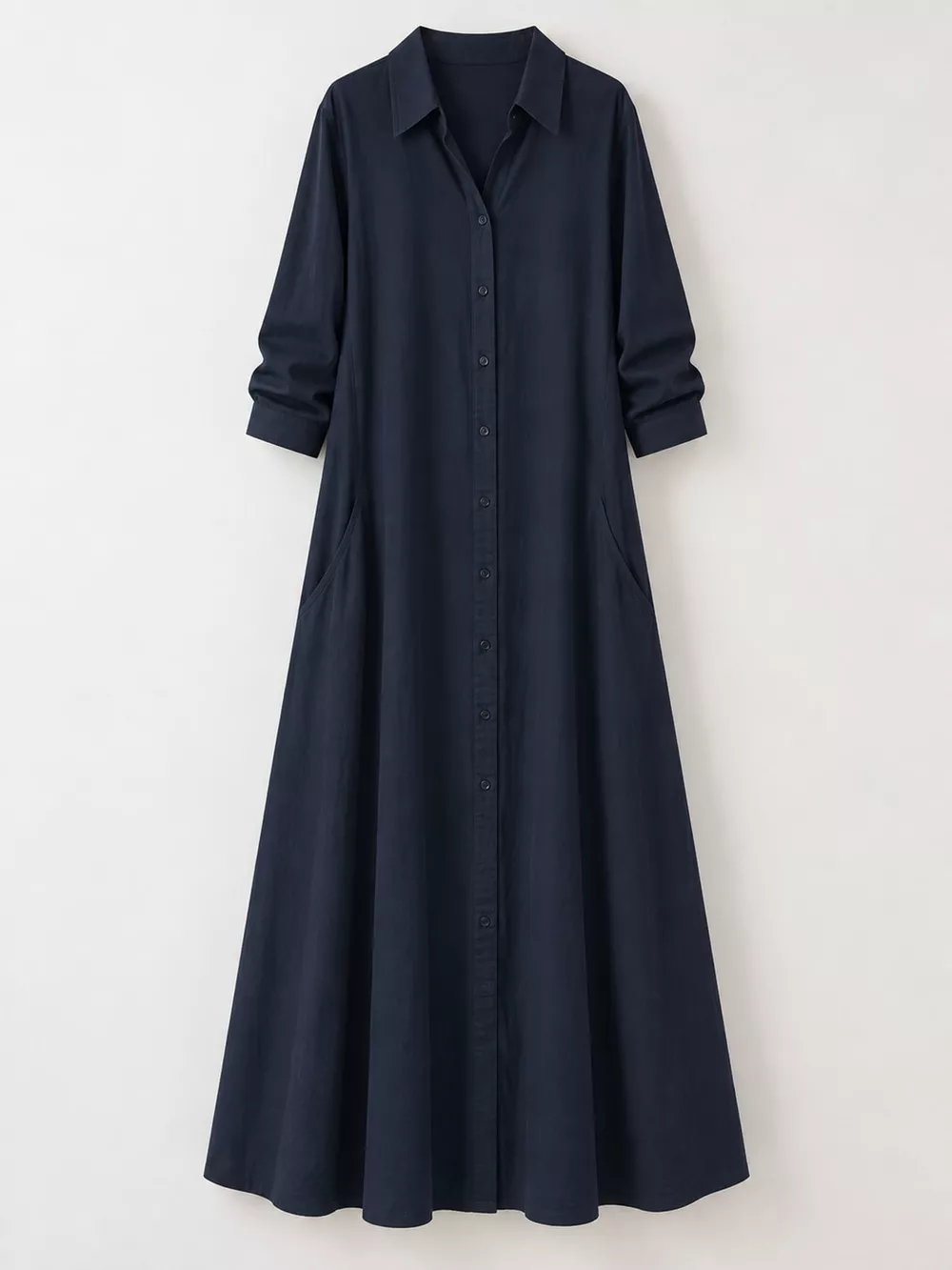 Full Size Button Front Long Sleeve Maxi Shirt Dress Plus Size, image 23
