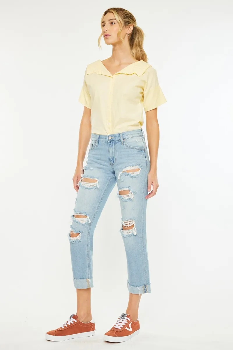 Mid Rise Distressed Boyfriend Jeans, image 3