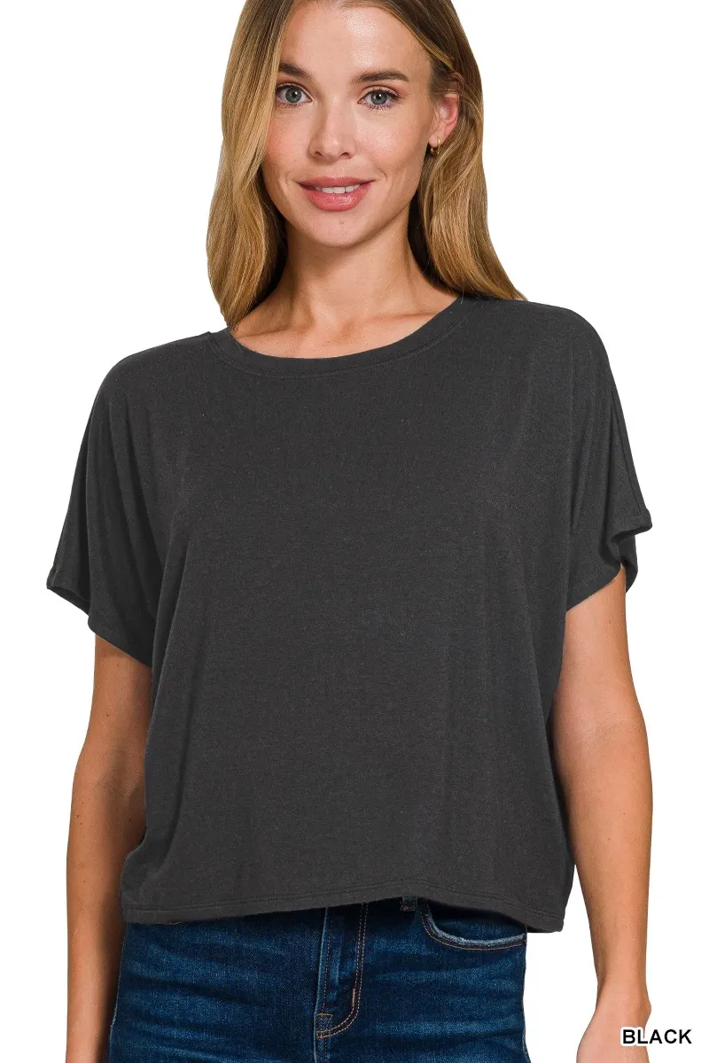 Round Neck Short Sleeve Cropped T-Shirt