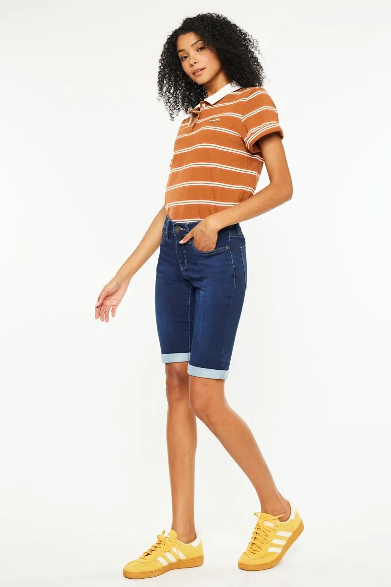 Mid Rise Bermuda Denim Shorts, image 4
