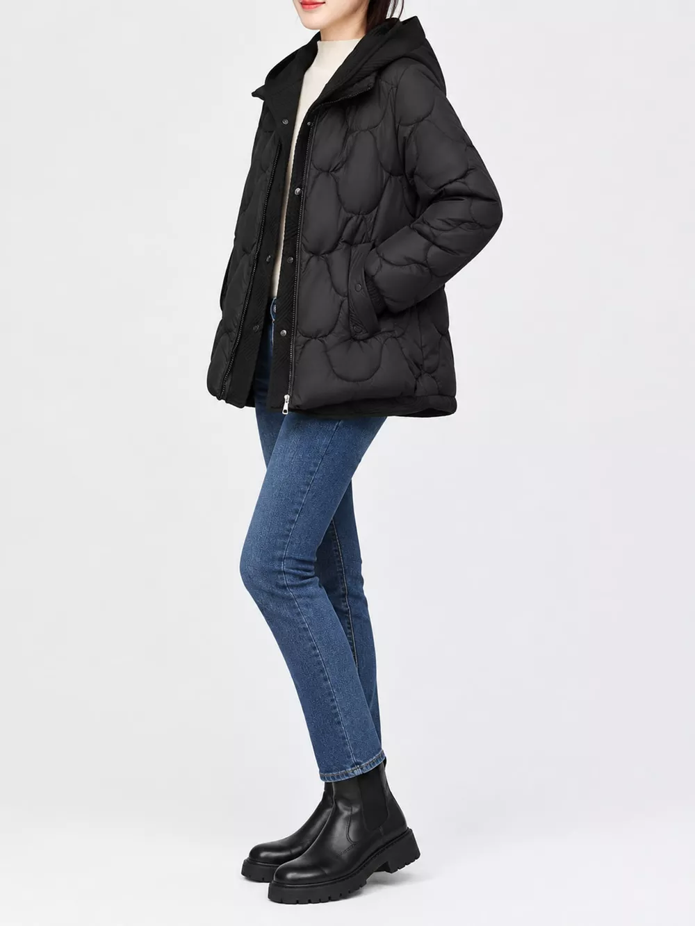 Plus Size Quilted Hooded Puffer Jacket with Snap-Button Closure, image 9