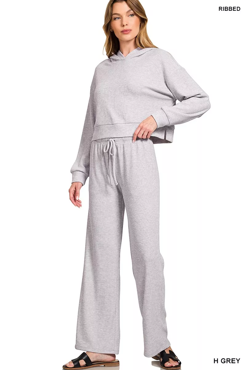 Drop Shoulder Ribbed Crop Hoodie, image 6
