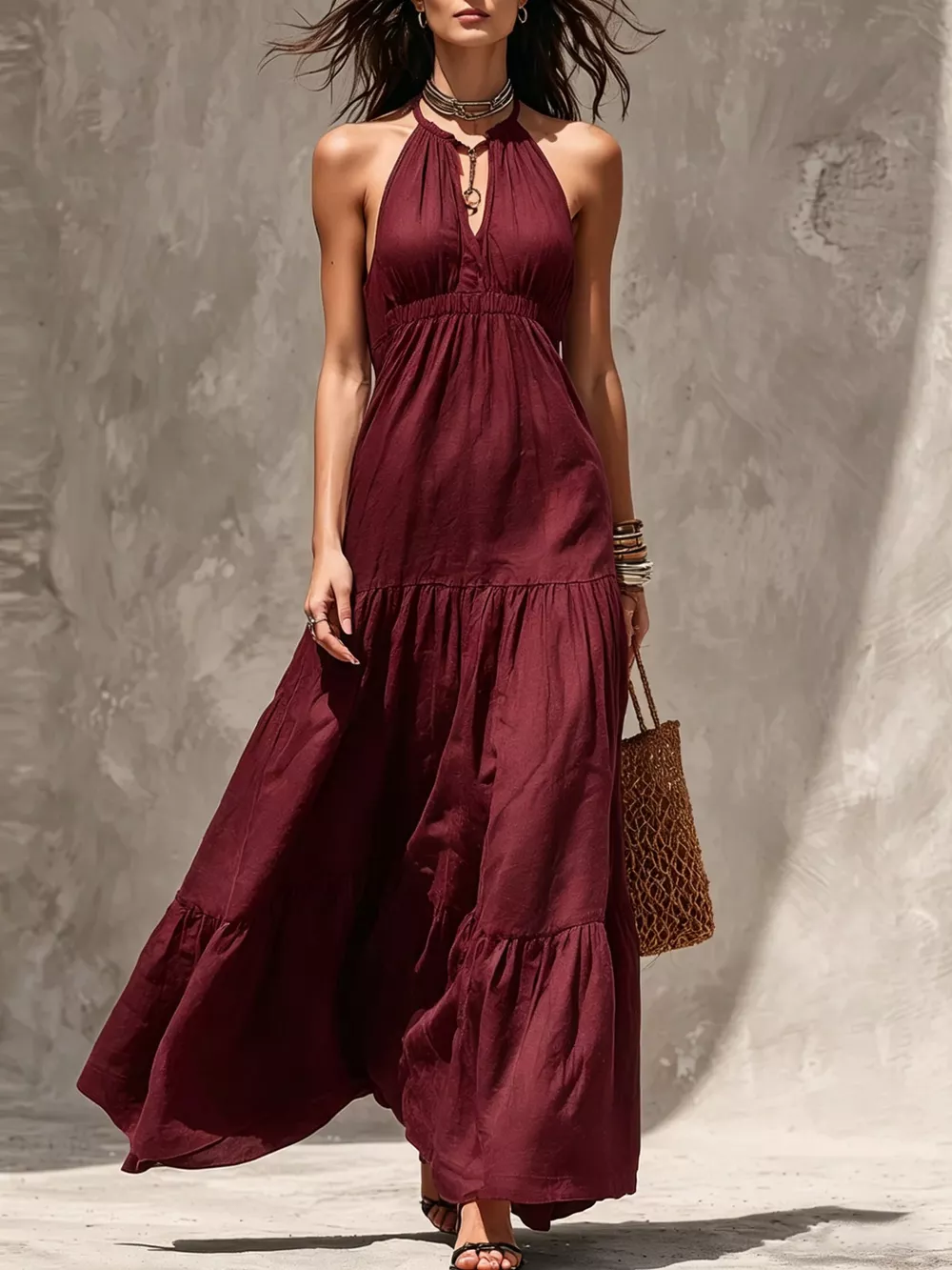 Sleeveless Tiered Maxi Dress, image 5