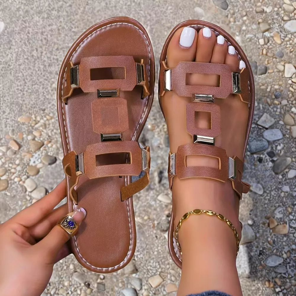 Open Toe Geometric Embellishments Sandals, image 6