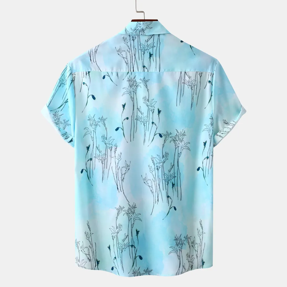Men's Plus Size Tropical Print Short Sleeve Shirt, image 2