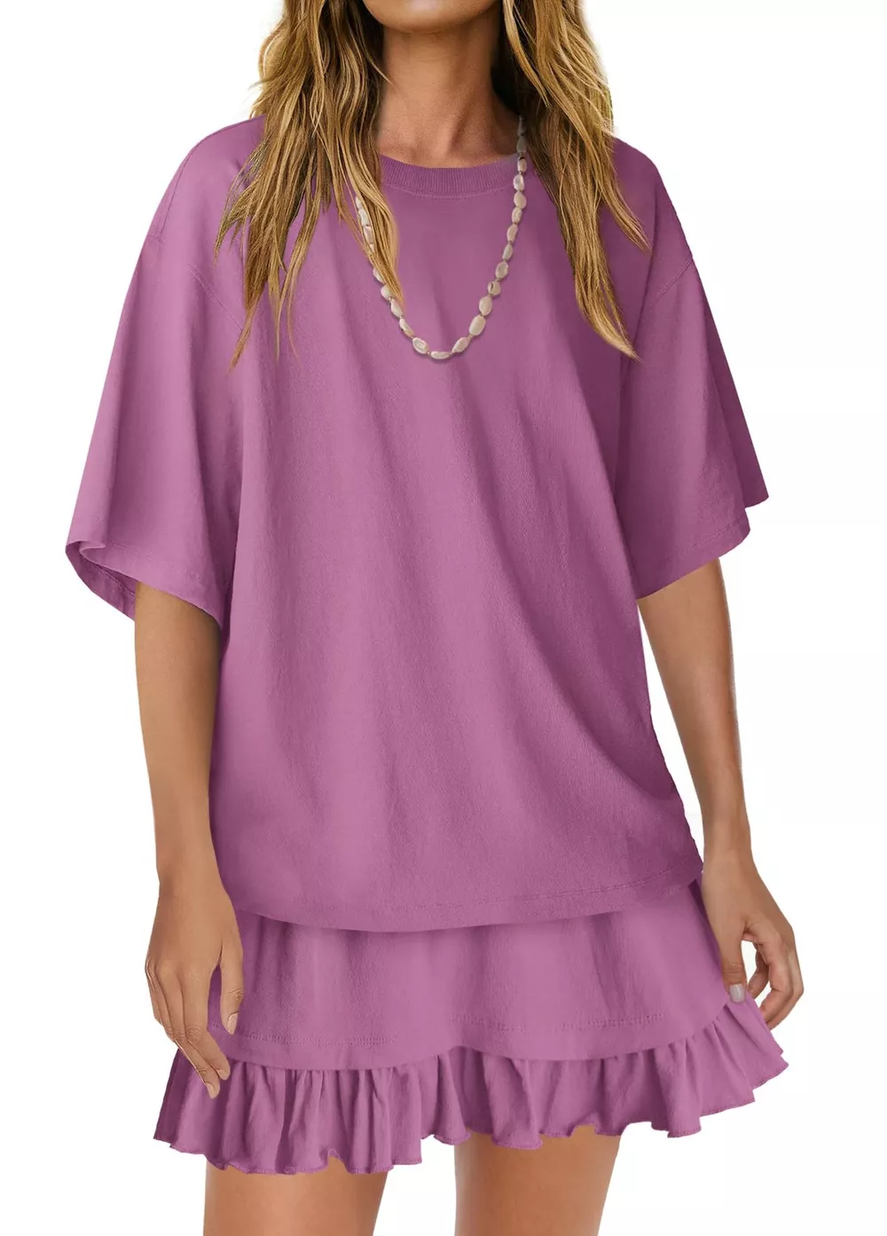 Round Neck Half Sleeve Tee and Skirt Set, image 14