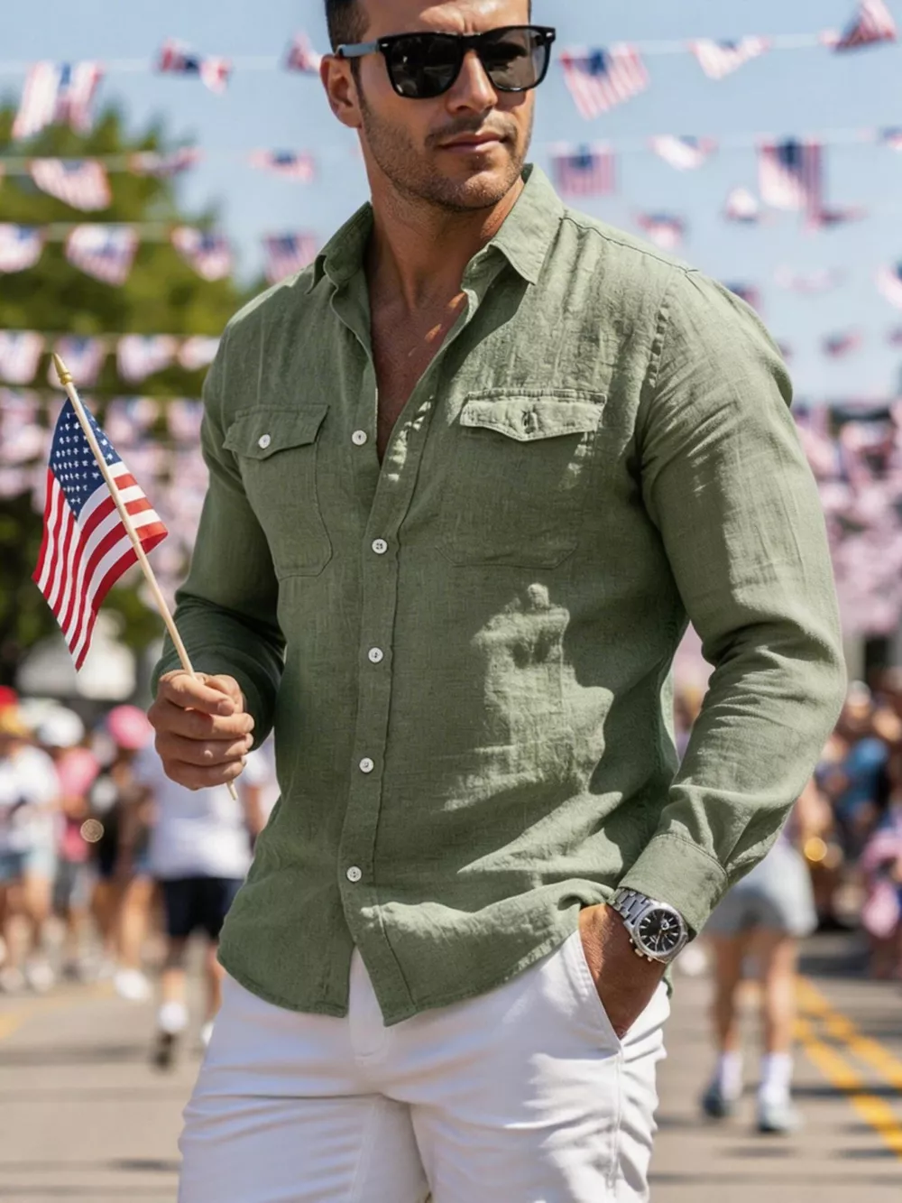 Men's Full Size Casual Button Up Shirt with Chest Pockets Plus Size, image 3
