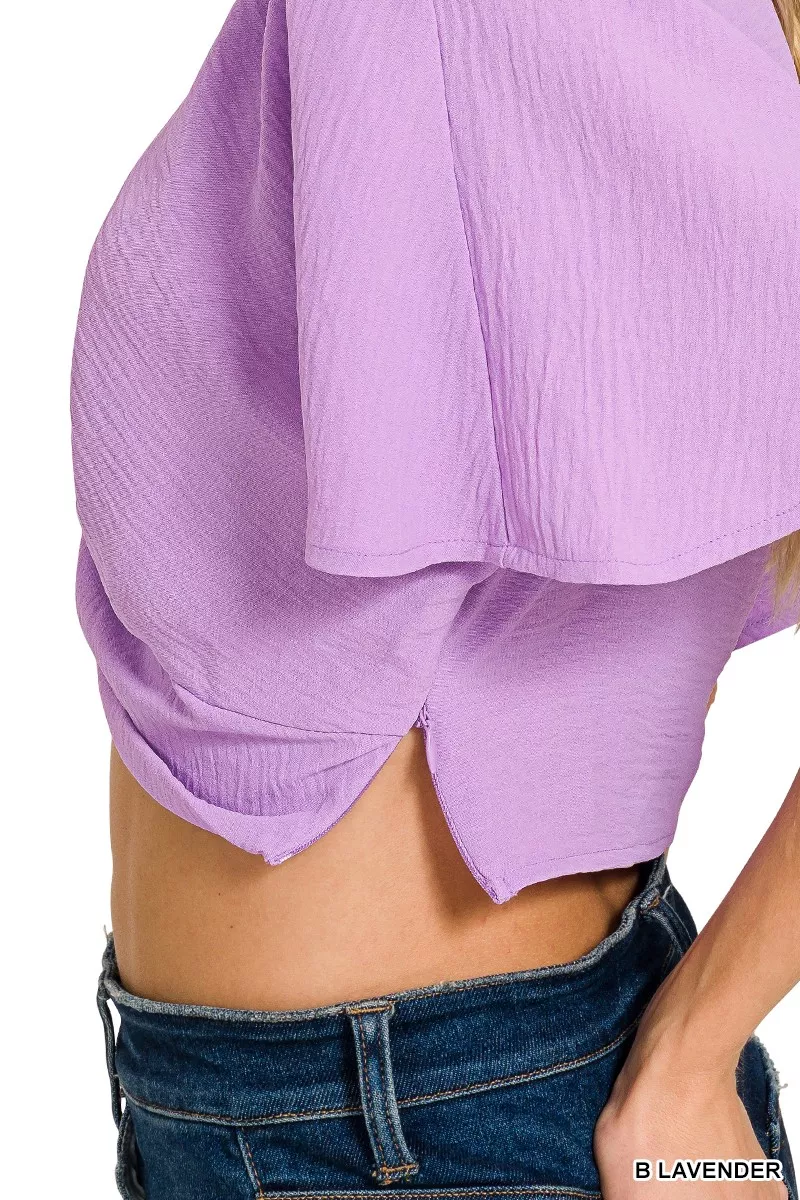Woven Airflow Twisted Top & Wide Leg Pants Set, image 11