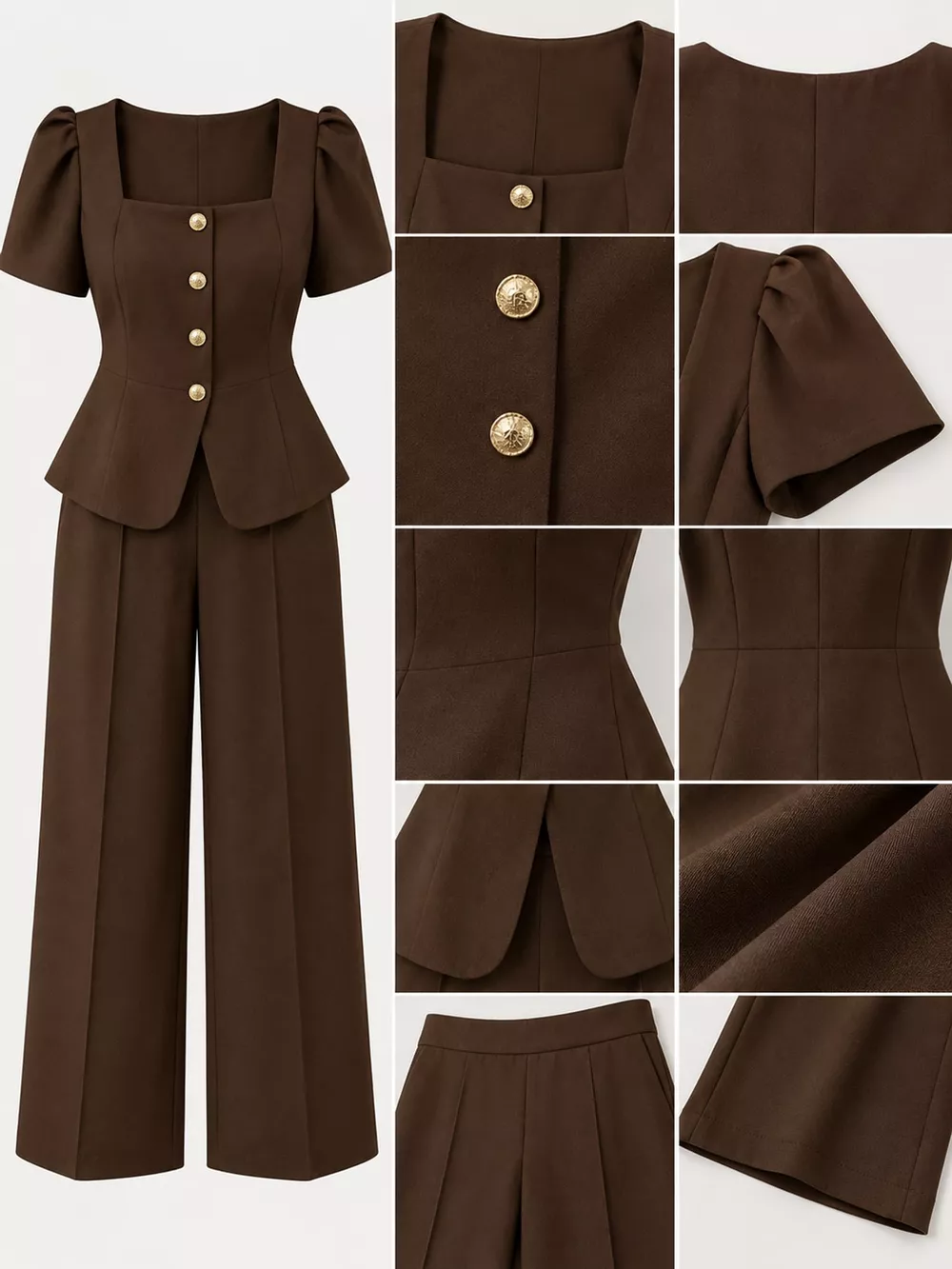 Plus Size Peplum Top and Wide-Leg Pants Two-Piece Set, image 20