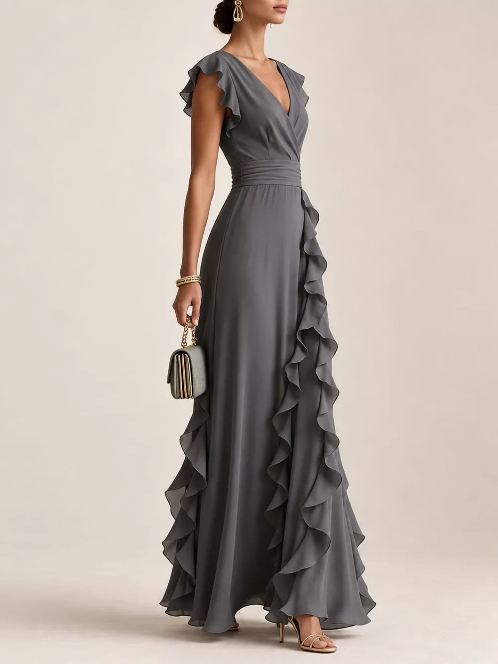 Ruffled Surplice Sleeveless Maxi Dress, image 37
