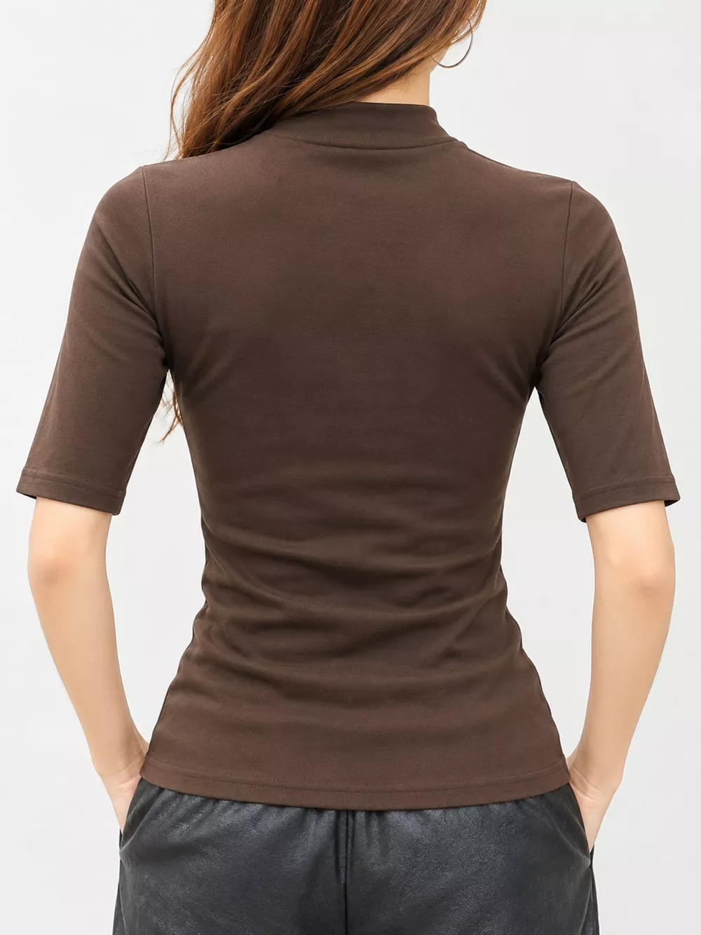 Full Size Mock Neck Half Sleeve T-Shirt Plus Size, image 28