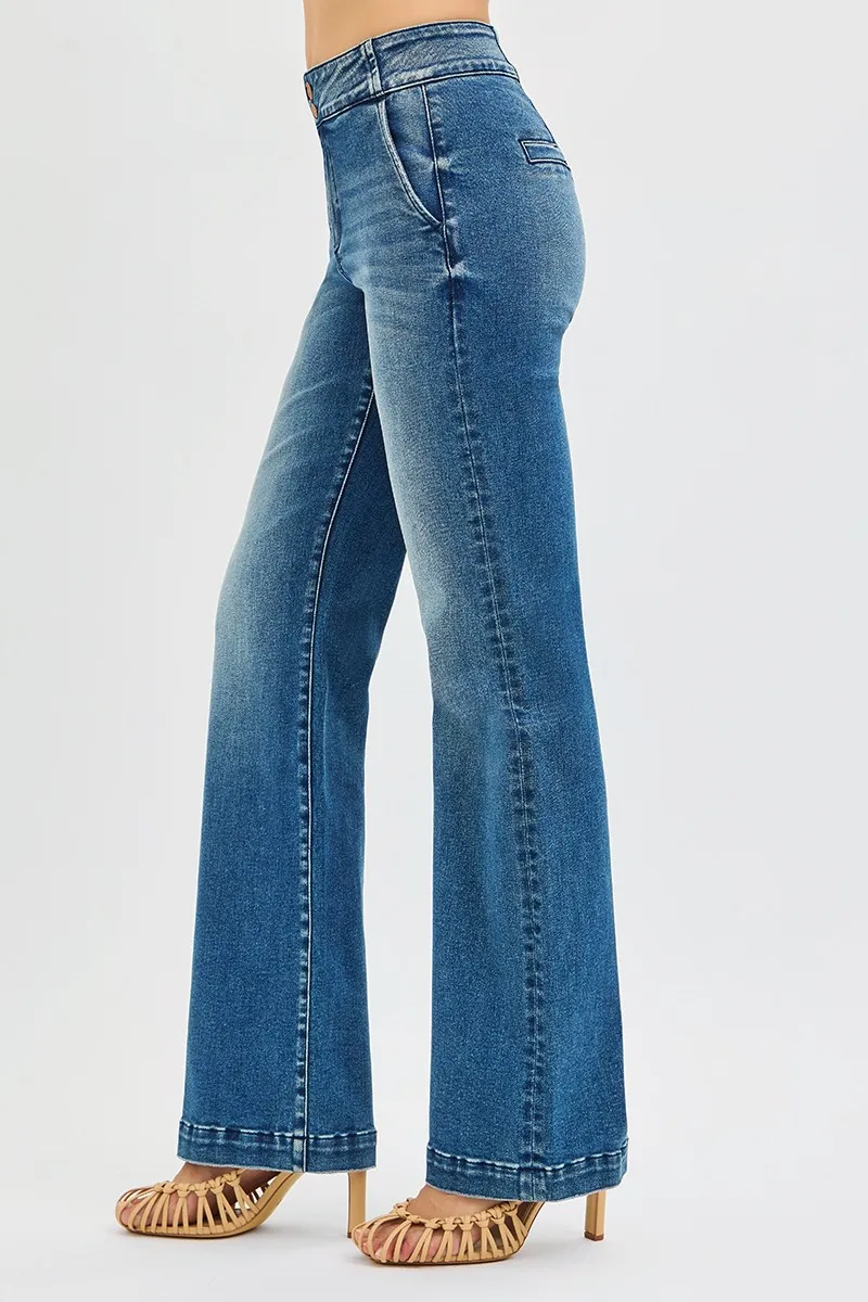 Full Size Tummy Control High Rise Bootcut Jeans with Double Button Waistband Plus Size, image 3
