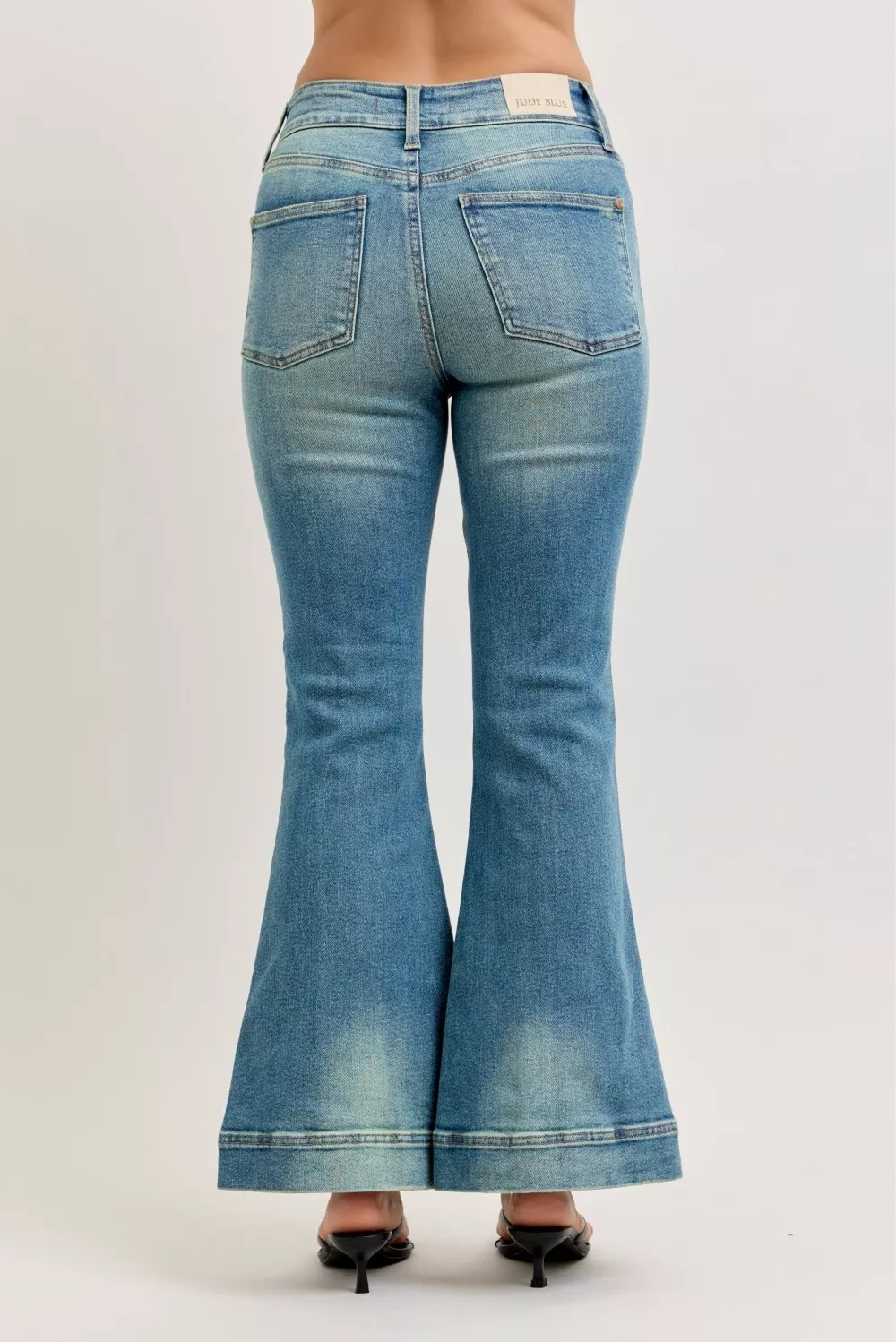 High Waist Vintage Wash Flare Jeans, image 5