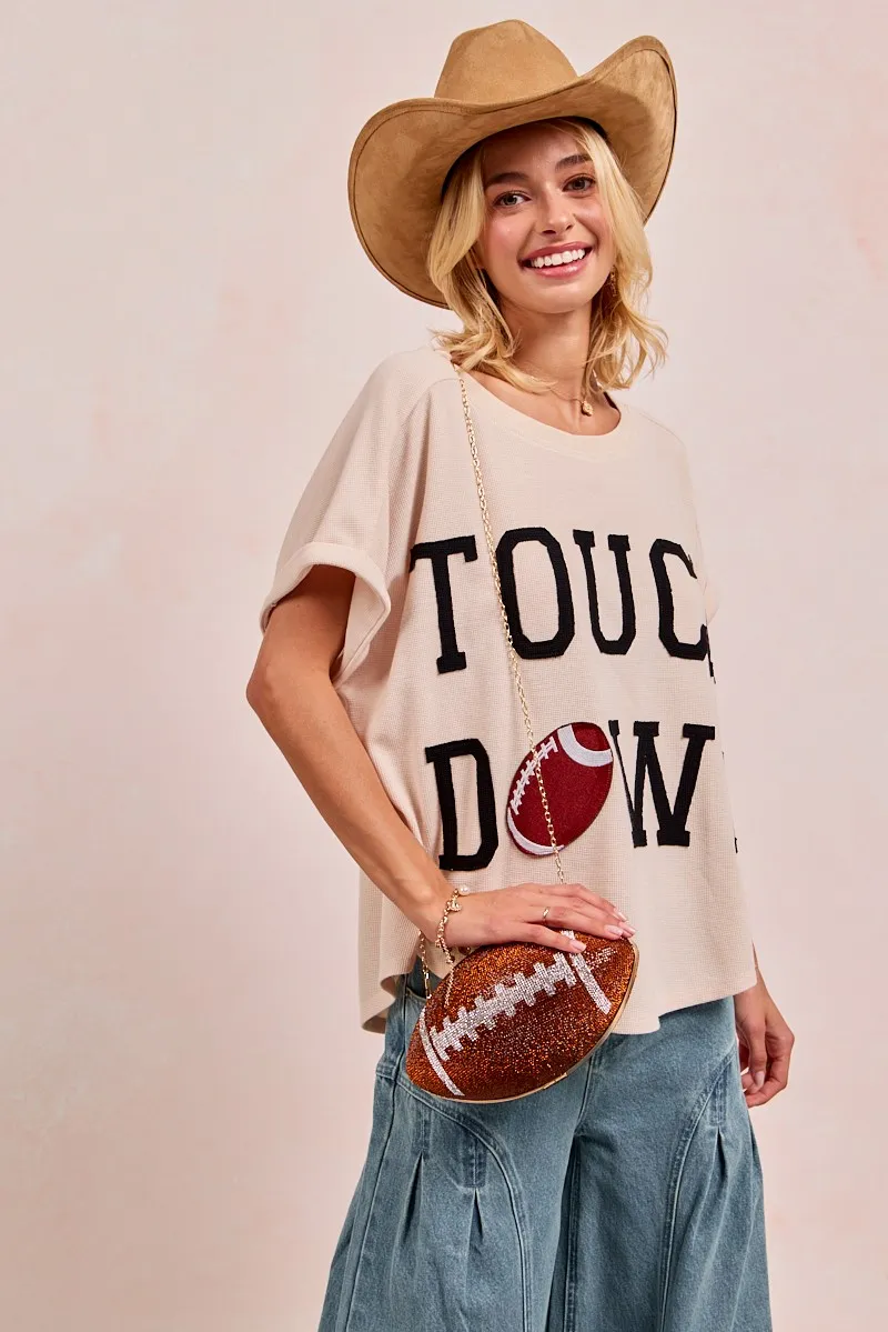 Game Day Touchdown Letter Patches Waffle Short Top, image 8