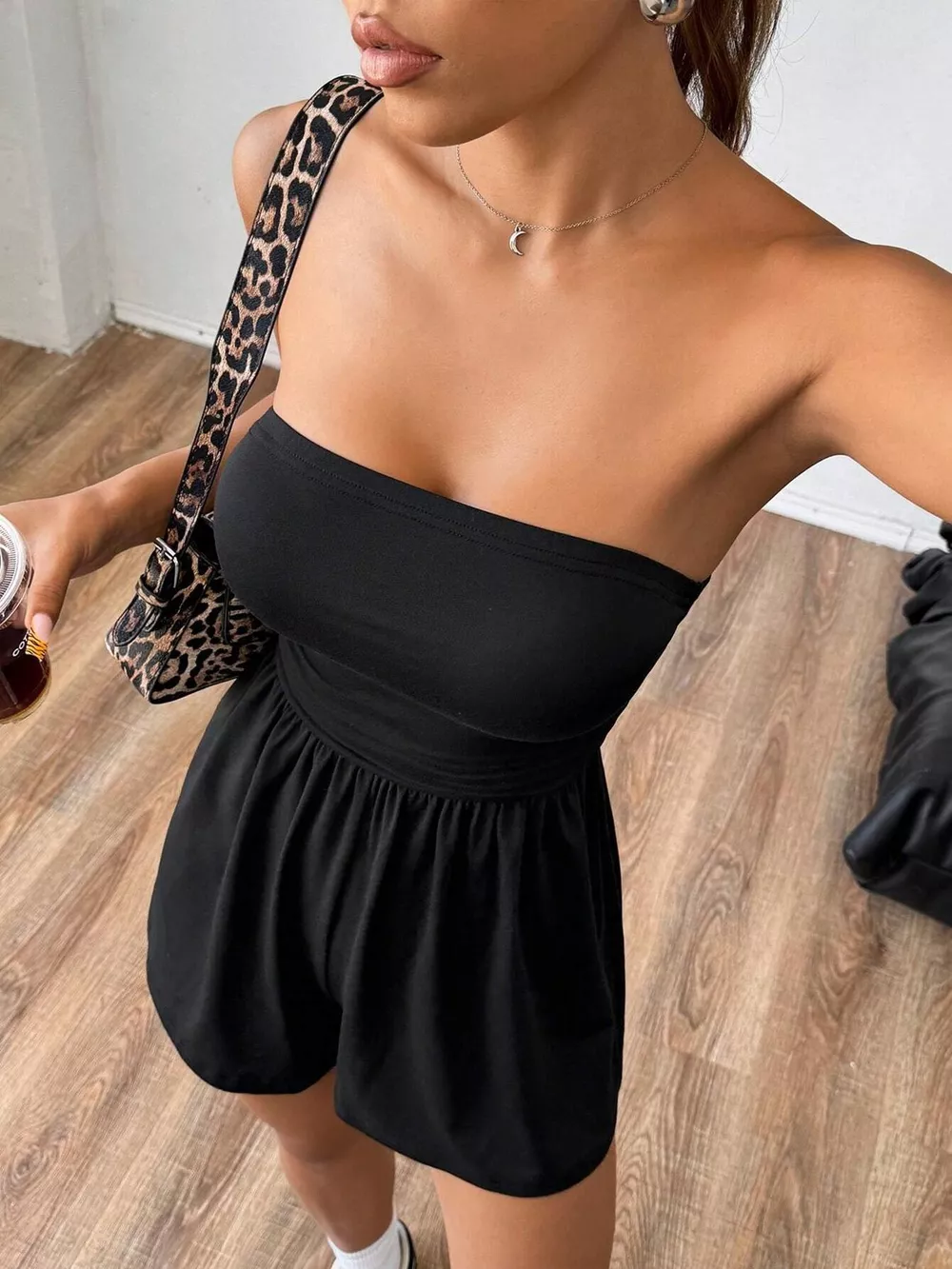 Chic Strapless Ruched Waist Romper, image 8