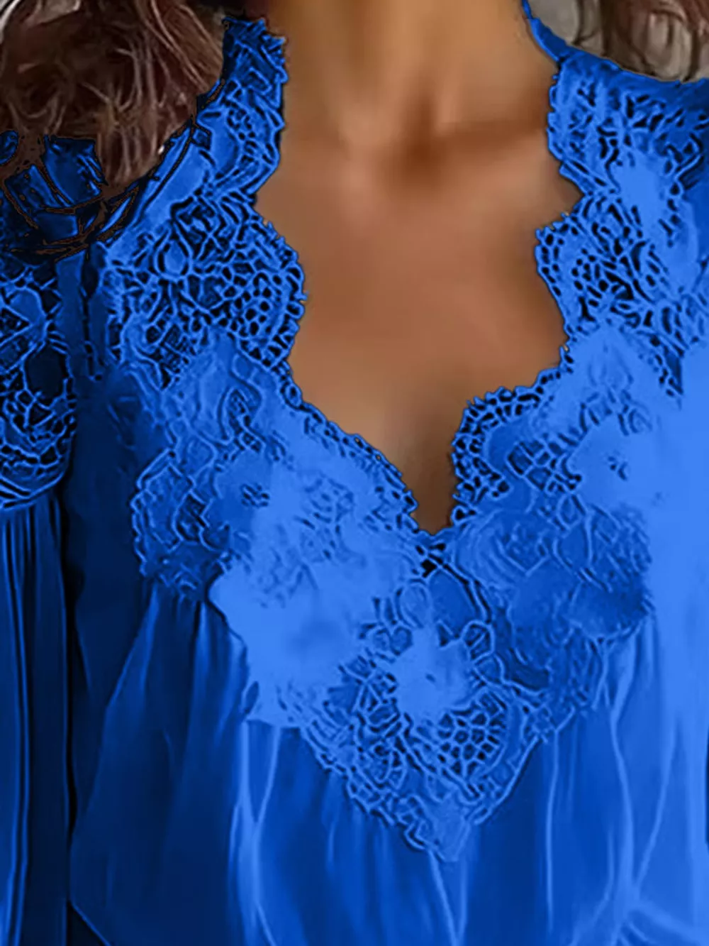 Full Size Lace V-Neck Flounce Sleeve Blouse Plus Size, image 32