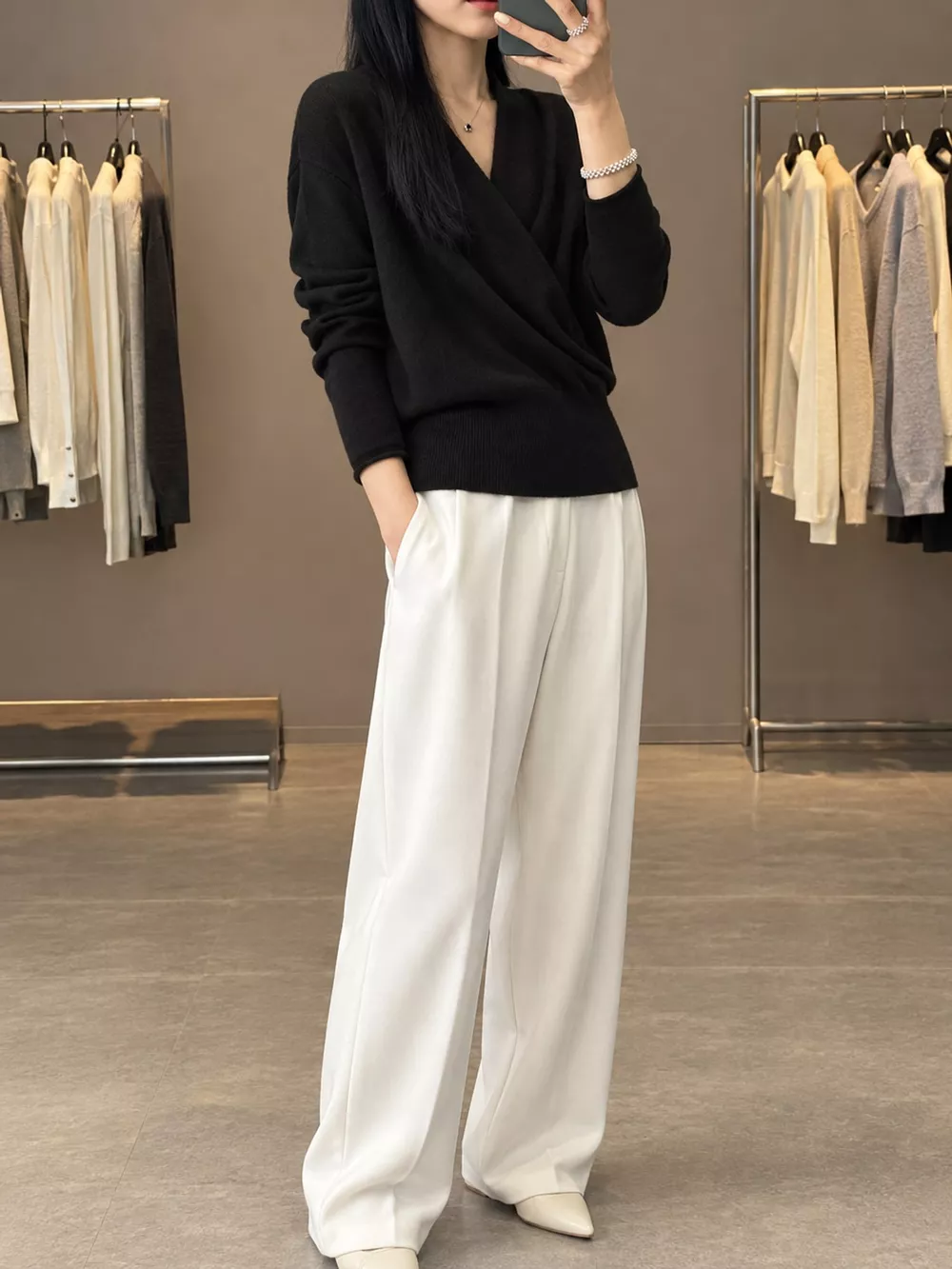 Wrap-Front Long Sleeve Sweater, image 15