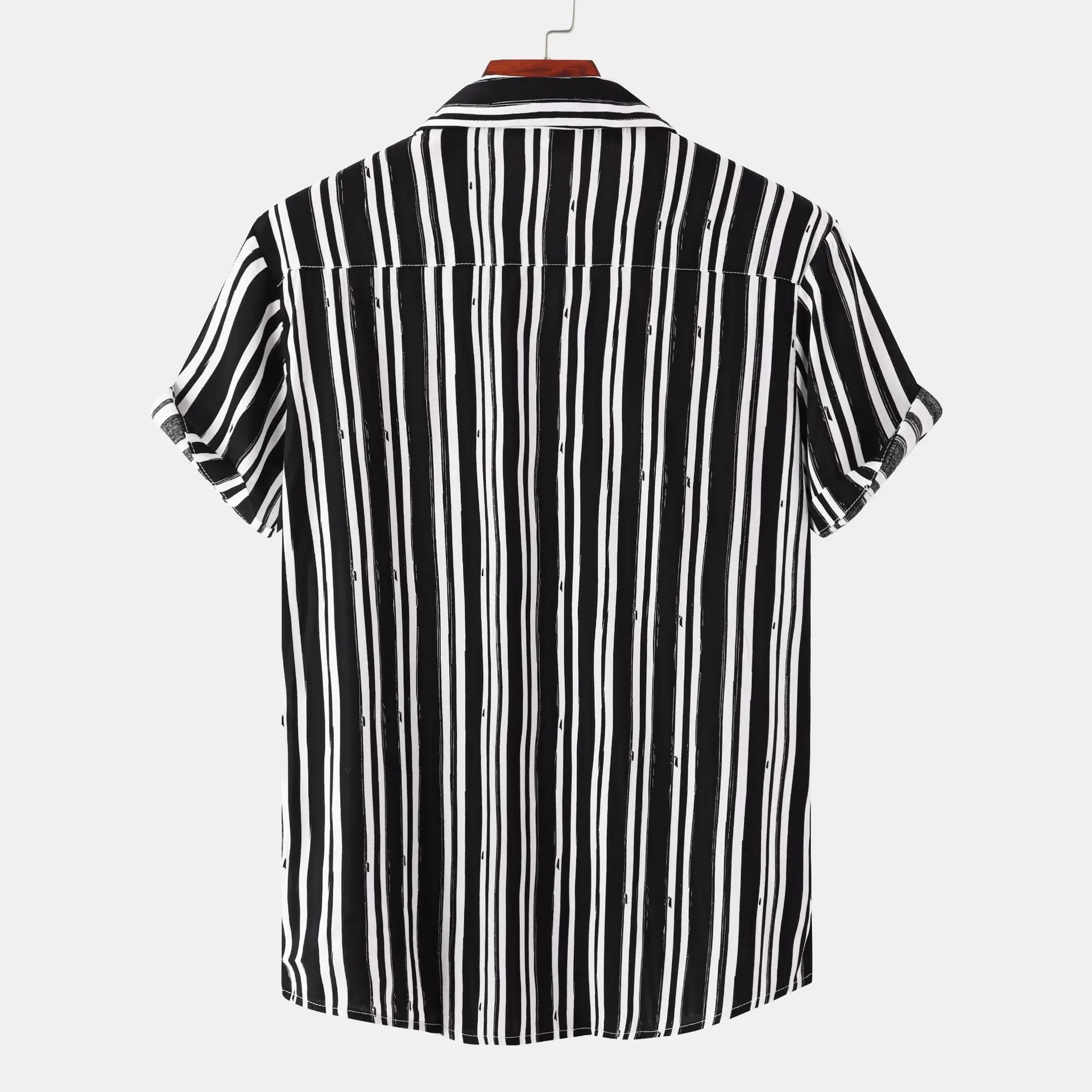 Men's Plus Size Striped Short Sleeve Button-Down Shirt, image 6